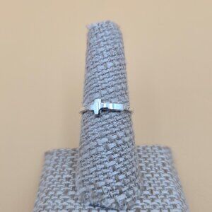 Size 7 Sterling Silver Simple Style Cross Religious Band Ring A4767